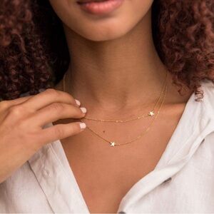 Jennifer Zeuner | Gold Tone Star Detail Double Row Necklace New With Tags